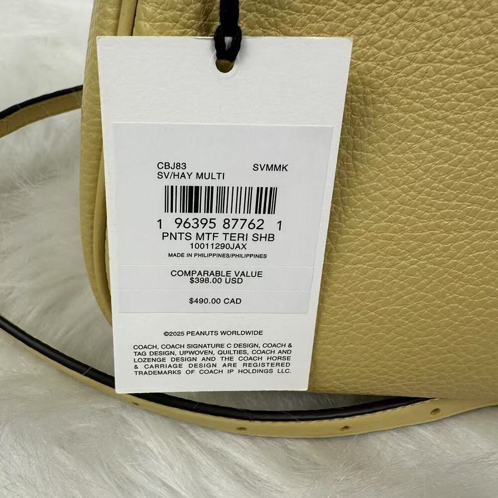 Coach X Peanuts Teri Shoulder Bag With Charlie Brown In Leather/Hay CBJ83 NWT - Picture 6 of 9